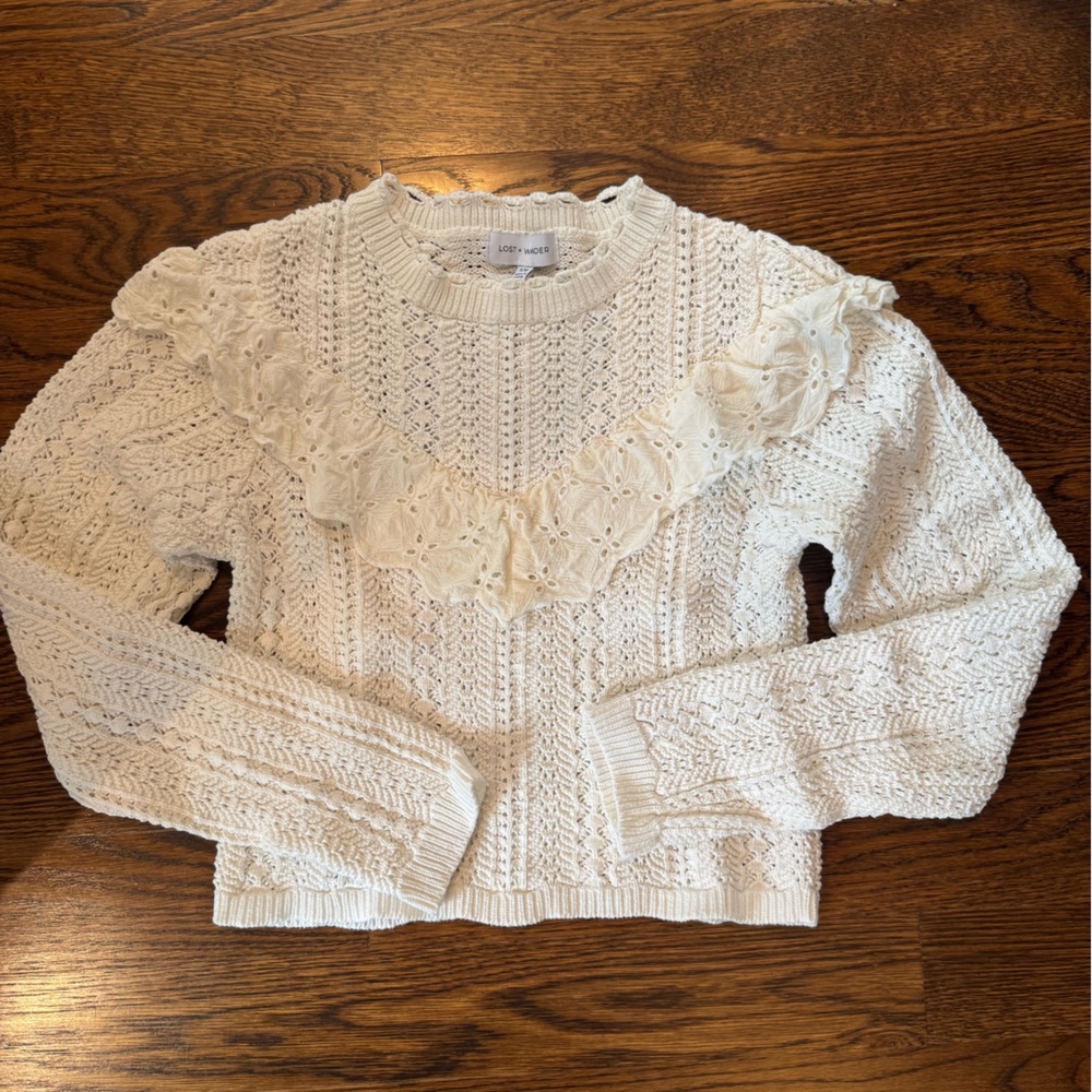 Lost + Wander Ivory Cable Knit Sweater - Picture 1 of 3